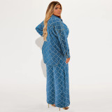 Plus Size Cardigan Tassel Long Sleeve Pants Suit GDAM-218552