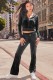 Casual Velour Hooded Cardigan Two Piece Set YD-8817