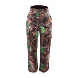 Leaf Print Straight Leg High Waisted Work Pants GSMJ-S6970