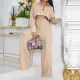 Solid Color Lapel Long Sleeve Pants Loose Set QYXZ-6002