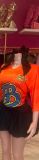 Loose V-neck Print Sports T-shirt YUEM-Y220204