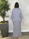 Loose Stripe Long Sleeve Single-breasted Shirt Dress MIL-T089  
