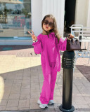 Kids Girl Irregular Pleated T Shirt Two Piece Pants Set GYAY-M8107