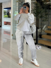 Solid Color Long Sleeve Sport Two Piece Pants Set MIL-T086 