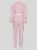Padded Casual Zipper Crop Top Pants Two Piece Set MIL-T087 