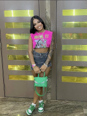 Letter Print Sleeveless T Shirt GYZY-8931