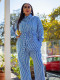 Print Stripe Long Sleeve Tie Up Two Piece Pants Set MIL-T091 