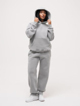 Solid Color Hooded Sweatshirts Two Piece Pants Set MIL-T088 