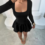 Long Sleeve Square Neck Mini Dress LSD-LD2241