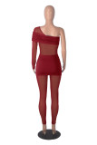 Single Shoulder Long Sleeve Patchwork Jumpsuit GXYF-H0417