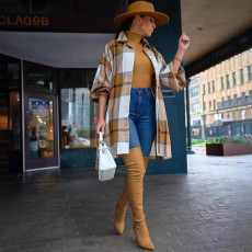 Plaid Cardigan Long Thin Jacket LSD-2265
