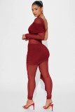 Single Shoulder Long Sleeve Patchwork Jumpsuit GXYF-H0417