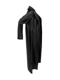 Lapel Button Warm Long Leather Coat LSD-LD2271