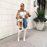 Plaid Cardigan Long Thin Jacket LSD-2265