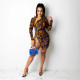 Slim Diamond Velvet Printed Split Mini Dress LSD-LD81034
