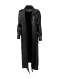 Lapel Button Warm Long Leather Coat LSD-LD2271
