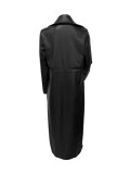 Lapel Button Warm Long Leather Coat LSD-LD2271
