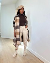 Plaid Print Long Sleeve Long Shirt Coats LSD-2264
