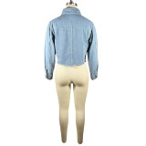 Fashion Irregular Long Sleeve Denim Jackets TE-4709