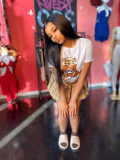Fashion Plaid Side Zipper Half Skirt T-Shirt Set QY-Q5253 