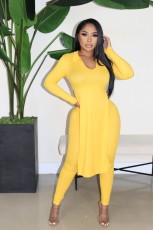 Solid Color Long Sleeve Split Pants Suit SXF-A89024