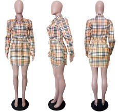 Plus Size Plaid Printed Shirt Dress LSL-6319