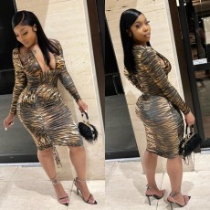 Animal Print Long Sleeve Skirts Two-piece Set LSL-LS6521