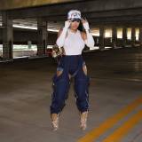 Irregular Hollow Out Spliced Zipper Jeans YMEF-51089