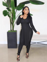 Solid Color Long Sleeve Split Pants Suit SXF-A89024