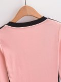 Printed V-Neck Color Block Long Sleeve Top GYSE-AP24468