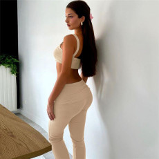 Solid Color Sleeveless Vest And Pants 2 Piece Set XEF-54667