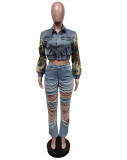 Fashion Denim Print Long Sleeve Jackets MEM-88603