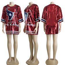 Short Sleeve Loose Sequin Dress GKLZ-W0039