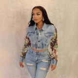 Fashion Denim Print Long Sleeve Jackets MEM-88603