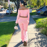 One Shoudler Tops And Flare Pants 2 Piece Set SFY-TW588