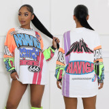 Graffiti Letter Print Long Sleeve Casual Dress SFY-TW3063