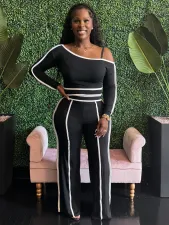 One Shoulder Long Sleeve Pants Suit SFY-TW591