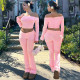 One Shoudler Tops And Flare Pants 2 Piece Set SFY-TW588