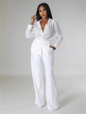 Solid Color Long Sleeve Jumpsuit WSM-A5373