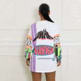 Graffiti Letter Print Long Sleeve Casual Dress SFY-TW3063