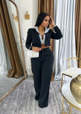 Splicing Fake Two Piece Hooded Jacket Pants Suit ORY-Y5265