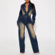 Fashion Washed Denim Long Sleeve Jumpsuit GKNF-TSJ-6027