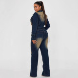 Fashion Washed Denim Long Sleeve Jumpsuit GKNF-TSJ-6027