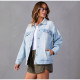 Light Blue Long Sleeve Denim Jackets GKNF-TSQ-158