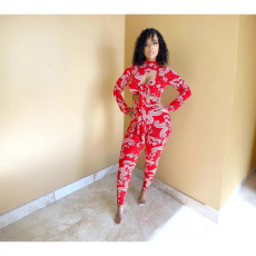 Fashion Print Zipper Loungewear Jumpsuit QZX-FM6299