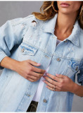 Light Blue Long Sleeve Denim Jackets GKNF-TSQ-158