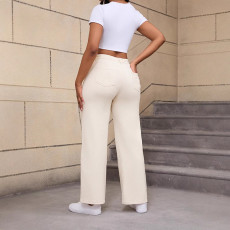 Fashion Washed Loose Solid Color Jeans GKNF-TSY-8220