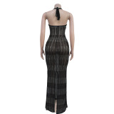Lace Hot Drill Sleeveless Maxi Dress BY-7075