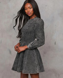 Fashion Patchwork Denim Midi Dress GYAN-750