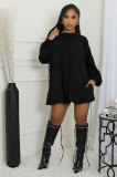 Solid Color Long Sleeve Loose Mini Dress XHXF-435